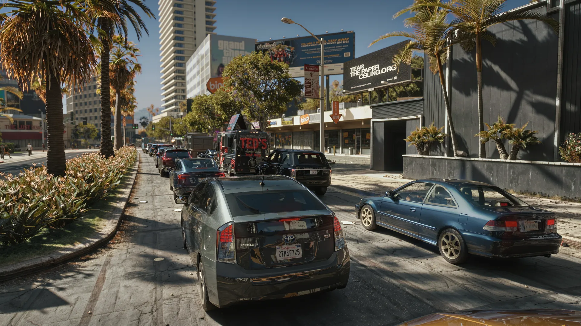 Real-life cars in Los Santos traffic